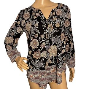 LUCKY BRAND  | HI LOW FLORAL BUTTON UP TOP  SZ S